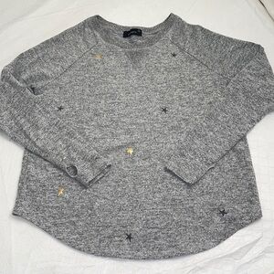 SIX FIFTY gray soft sweatshirt with small gold metallic stars L